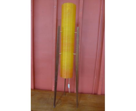A teak and orange fibreglass floor standing rocket lamp 