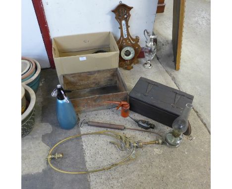 An Edward VII aneroid barometer, etc. 