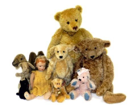 Vintage style collectors' bears: Handmade ABC bears/Pam Adams weighted and jointed black bear, 34cm. Thread-Bears of England 