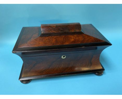 A 19th century rosewood tea caddy, 35cm wide