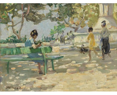 Dorothea Sharp, RBA, ROI (British, 1874-1955)Dappled sunshine, Cassis, France signed 'DOROTHEA SHARP' (lower left); further s