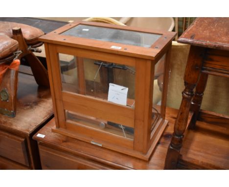 A set of traditional cased lab scales, named for Reynolds and Branson Ltd, Leeds