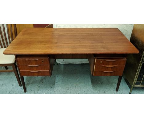 DESK, 144.5cm x 75cm x 73cm approx, vintage 20th century, with three drawers either side. 