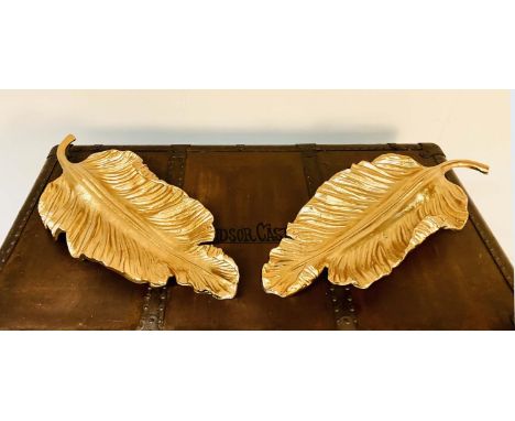 TRINKET DISHES, 7cm x 56cm x 23cm, a pair, foliate design, gilt finish. (2) 