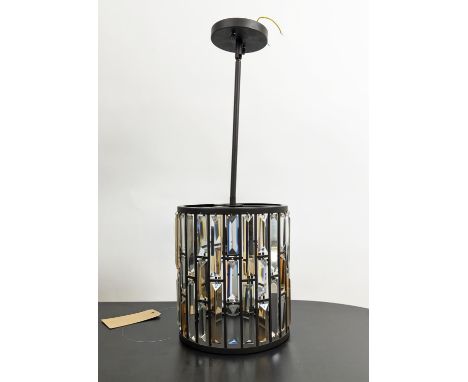 CEILING PENDANT LIGHT, metal frame, droplet detail, 69cm drop. 