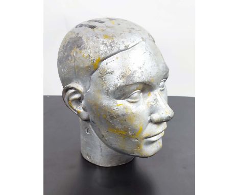 MANNEQUIN HEAD, vintage 20th century, metal, 27cm H approx. 
