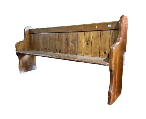Old pine pew, 182cm wide, 41.5cm deep, 88cm high