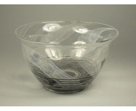 An Andrew Sanders, Otley, 83, glass bowl with white and black detail, height 14 cm diameter 21.3 , together with a Sanders an