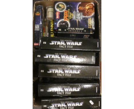 A collection of Star Wars collectibles including a Boba Fett 3D deco light, neck purses, ceramic money box, Darth Maul figure