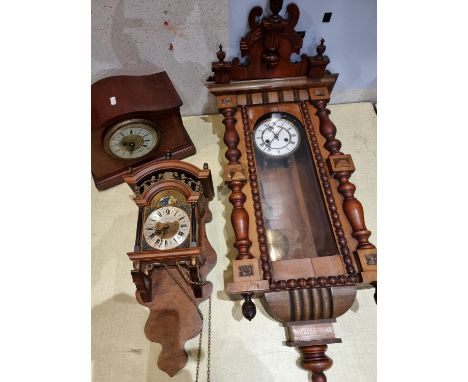A Vienna style wall clock with enamelled dial &amp; roman numerals together with a Reproduction Thomas Tompion of London bur 