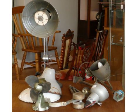 A Perihel table heater cast-iron with chrome fittings, adjustable 92 cm extended height, together with an early G.E.C electri