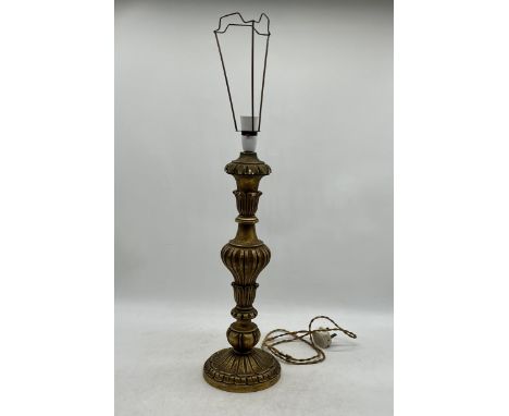 A vintage wooden gilded lamp height (without shade) 78cm.