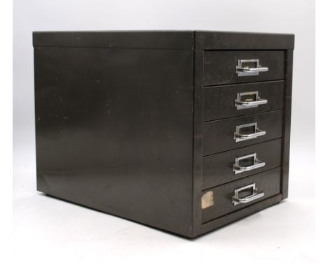 A 'Stor' vintage steel table top set of five drawers - length 29cm, depth 39cm, height 31cm