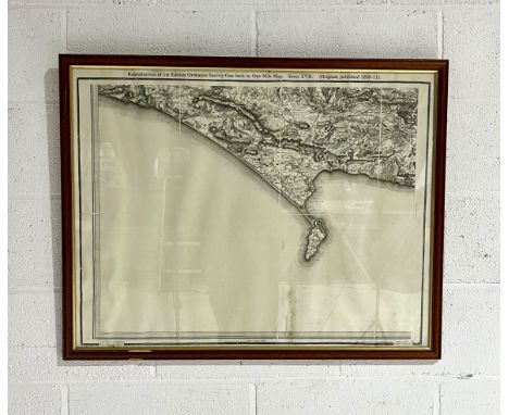 A framed reproduction of the 1st edition Ordnance Survey map (originally published 1809-11) of Dorset, overall size 92cm x 73