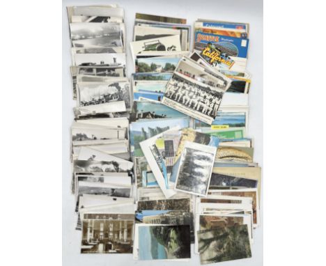 A collection of various vintage postcards including a number on the subject of steam locomotives, trains, travel etc. 