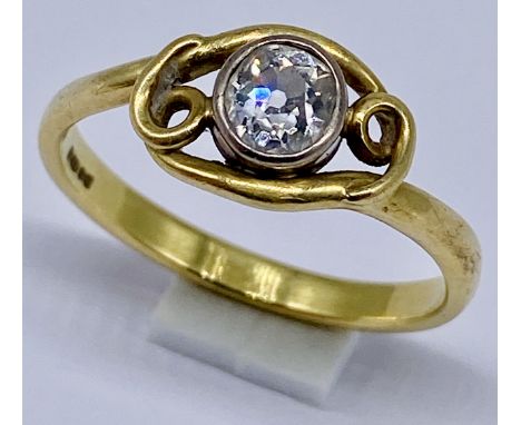 A diamond solitaire ring set in 18ct gold, the diamond approx. 0.4ct