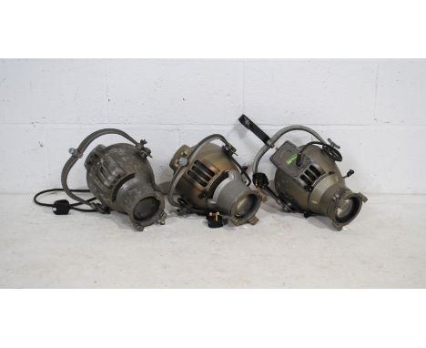 Three vintage 'Strand' electric theatre spotlights