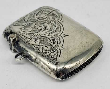 A hallmarked silver vesta case