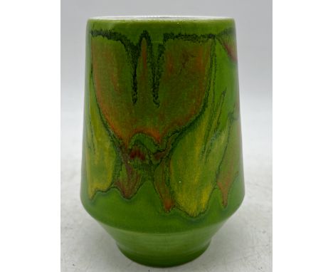 A Poole pottery green Delphis vase, height 16cm