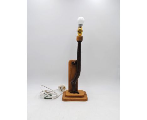 A handmade table lamp, made from scrap metal found at Lyme Regis beach
