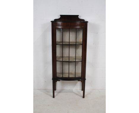 A vintage display cabinet, with beaded detailing, raised on stick legs - length 60cm, depth 36cm, height 147cm