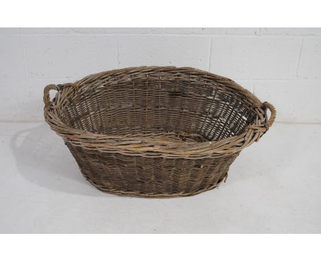 A large vintage wicker basket