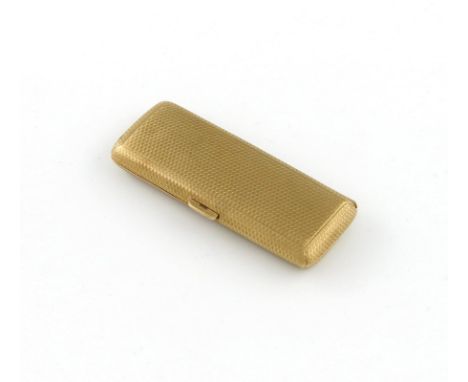 A 9 carat gold cigarette case, by S. Rose and Son, London 1921, slender rectangular form, engine-turned decoration, length 8.