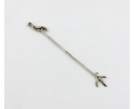 By H. G. Murphy, an Art Deco cocktail stick, London 1932, also marked with the Falcon mark, the terminal modelled as a stylis