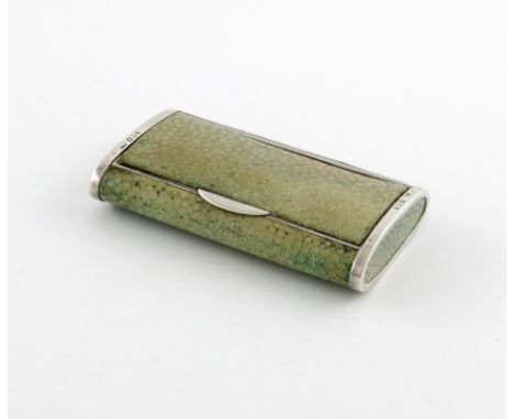 A silver-mounted shagreen cigarette case, maker's mark partially worn, London 1925, rounded rectangular form, plain mounts, h