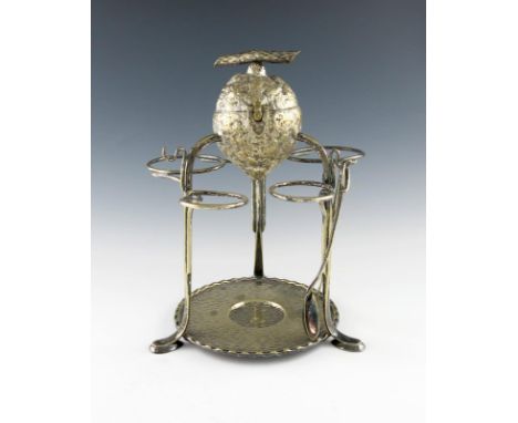 A Victorian electroplated lemon squeezer, by Hukin and Heath, also marked with a registration number, modelled as a lemon, wi