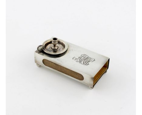 An Edwardian silver matchbox cover / go-to-bed, by Stokes and Ireland Limited, Chester 1906, rectangular form, the cover moun