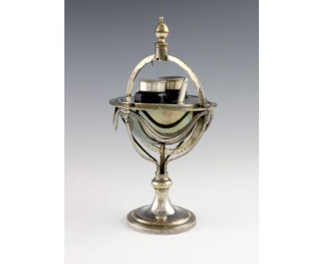 A George III old Sheffield plated globe inkwell, possibly by Roberts, Cadman and Co, circa 1795, the two-section domed cover 