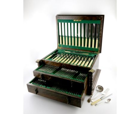 λ An electroplated Old English pattern canteen for twelve, by Gladwin Limited, the terminals initialled 'G', comprising: twel
