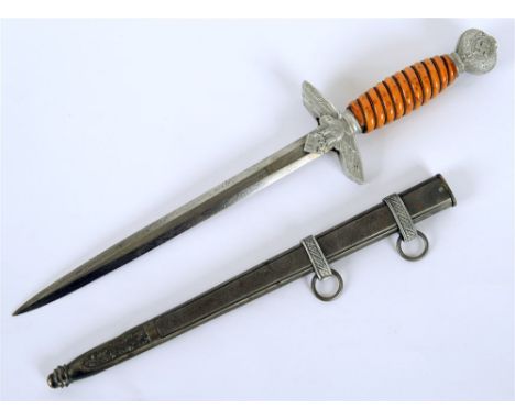SECOND WORLD WAR - A MODEL 1937 LUFTWAFFE OFFICER'S DAGGER  with an un-marked blade, aluminium cross-guard and pommel, and wi