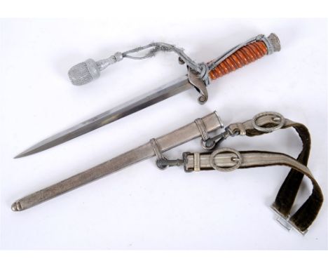 SECOND WORLD WAR - A MODEL 1935 ARMY OFFICER'S DAGGER WITH PORTEPEE AND HANGER BY EICKHORN  the blade bearing maker's logo to