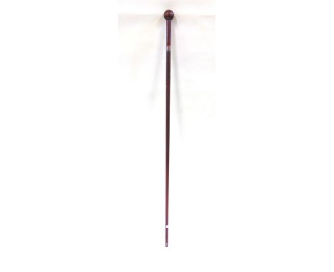 ANGLO-BOER WAR 1899-1902 - A SILVER MOUNTED WALKING STAFF  the collar inscribed 'F.J.B. LANCERMAN M D C CAPE Aboln Tolls .15.