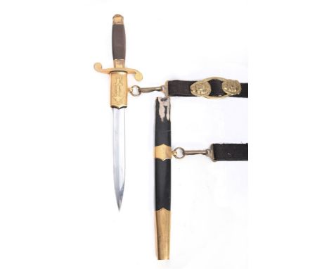 RUSSIA - A SOVIET NAVAL OFFICER'S DAGGER  the plated polished blade marked '3nk 48' (year of manufacturer) to ricasso and wit