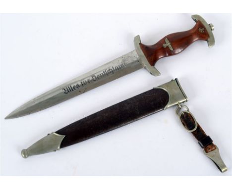 SECOND WORLD WAR - A MODEL 1933 SA SERVICE DAGGER BY MALSCH & AMBRONN, STEINBACH  the blade bearing etched motto and maker's 
