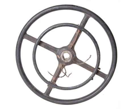 SECOND WORLD WAR - A MERCEDES-BENZ 540K STEERING WHEEL of inner-ring horn type, 49cm across.   Provenance: Dineley collection