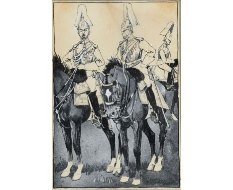 GREAT WAR - M. WHORPFENG - A GERMAN PENCIL AND CHALK DRAWING OF TWO GERMAN SOLDIERS   talking near a trench, inscribed verso 