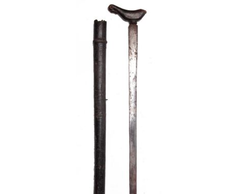 EDGED WEAPONS - A MID 19TH CENTURY INDIAN FAKIR'S CRUTCH OR ZAFAR TAKIEH  carried by Indian princes when giving audiences, wi