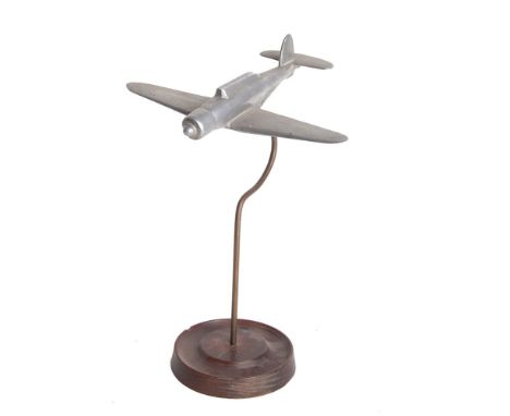 SECOND WORLD WAR - A SCRATCH-BUILT CAST ALUMINIUM DESK MODEL OF A FLEET AIR ARM BLACKBURN B-24 SKUA  15cm long, on a brass wi