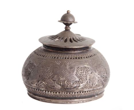 19TH CENTURY - ADMIRAL SIR GEORGE GREVILLE WELLESLEY G.C.B. (1814-1901). AN INDIAN SILVER INK STAND with an applied paper lab