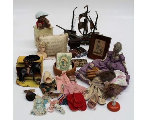 A mixed lot of collector's items, including a small quantity of dolls costume, Edwardian photograph portrait album, boxed Ste