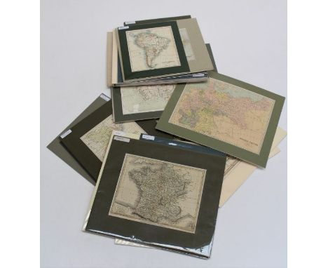 A collection of approximately thirty hand coloured all World maps, including Europe, sub-continent etc, by Bartholomew, Wilki