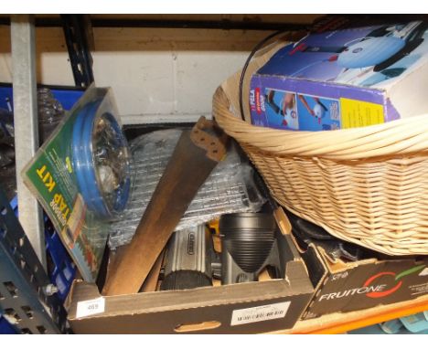 A TRAY OF TOOLS ETC TO INCLUDE TORCHES 