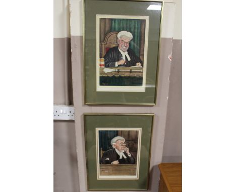 A SET OF TWELVE FRAMED AND GLAZED SALLON "LEGAL" CARICATURE PORTRAIT PRINTS