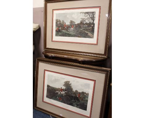 AFTER J. F. HERRING SNR. (1815 - 1907).  A set of three large coloured hunting prints 'The Meet', 'The Death' and 'Full Cry',