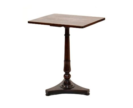 Victorian mahogany rectangular topped wine table on a turned pillar and tripod base  