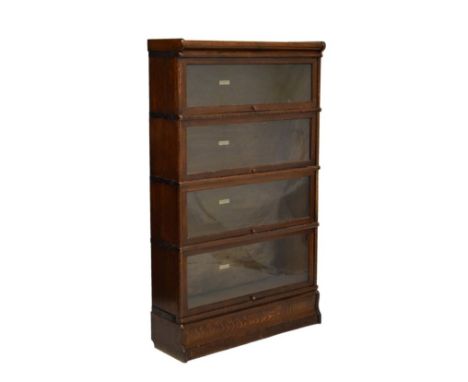 Early 20th Century Globe Wernicke Co Ltd four-section modular stacking bookcase, 86.5cm wide x 144cm high  